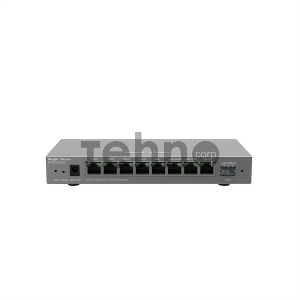 Маршрутизатор Reyee Desktop 9-port cloud management router , including 8 gigabit electrical ports and 1 gigabit SFP port , supports 1 WAN port , 5 LAN ports , and 3 LAN /WAN ports ; a maximum of 200 concurrent user