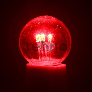 Лампа шар e27 6 LED  Ø45мм - красная, прозрачная колба, эффект лампы накаливания