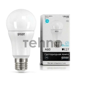 Светодиодная лампа GAUSS 23222 LED Elementary A60 12W E27 1150lm 4100K 1/10/50 0 Светодиодная лампа GAUSS 23222 LED Elementary A60 12W E27 1150lm 4100K 1/10/50 0