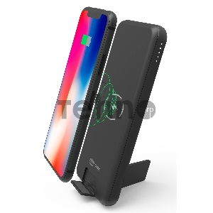 Мобильный аккумулятор Cactus CS-PBFSQT-10000 Li-Pol 10000mAh 3A+3A черный 1xUSB беспроводная зарядка