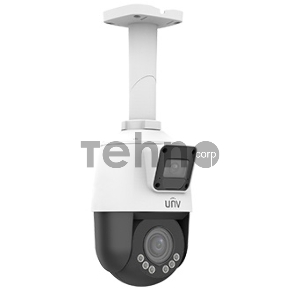 Сдвоенная видеокамера IP Uniview IPC9312LFW-AF28-2X4 Мини-PTZ:  2 x 2MP, поворотн. 4X объектив 2.8-12.0мм моториз. AF, обзорн. 2.8мм, IR upto 10m/50m, LightHunter, Ultra 265/H.265/H.264/MJPEG, 2 потока, 2 Mic & speaker, Micro SD, WiFi, PoE, IP66