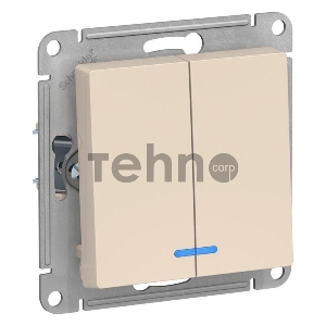 Механизм выключателя 2-кл. СП AtlasDesign 10А IP20 (сх. 5а) 10AX с подсветкой беж.