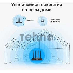 Роутер беспроводной TP-Link Archer C6U AC1200 10/100/1000BASE-TX/4G ready черный