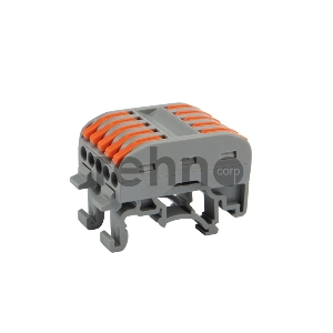 Клемма соединительная многоразовая проходная 5-полюсная, серая (0,08-4 мм²) с креплением на DIN-рейку (20 шт./уп.) REXANT