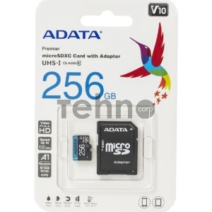 Карта памяти ADATA MICRO SDXC 256GB W/AD. AUSDX256GUICL10A1-RA1