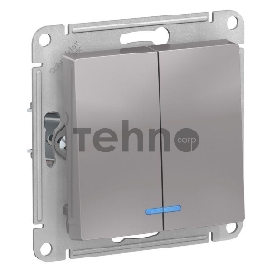 Механизм выключателя 2-кл. ATLAS DESIGN с подсветкой (сх.5а) 10АХ алюм. SchE ATN000353