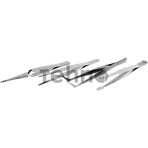 Набор ЗУБР 22215-H4: Пинцеты, нержавеющая сталь, прямой, заостренные губки, изогнутый, самозажимной прямой, плоские и широкие губки, 120мм