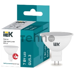 Лампа Iek LLE-MR16-7-230-40-GU5 светодиодная ECO MR16 софит 7Вт 230В 4000К GU5.3 IEK Лампа Iek LLE-MR16-7-230-40-GU5 светодиодная ECO MR16 софит 7Вт 230В 4000К GU5.3 IEK