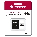 Флеш карта microSD 64GB Transcend microSDXC Class 10, UHS-I U1, High Endurance, (SD адаптер), R/W: 100/45 MB/s, 3D TLC, фото 1