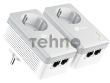 Сетевой адаптер TP-Link TL-PA4020PKIT Сетевое оборудование / PowerLine /  Ethernet adapter / TP-Link / TL-PA4020PKIT / 500Mbps, 2 Ethernet порта, розетка, 2 шт в упаковке, 100Mbps Fast Ethernet, HomePlug AV