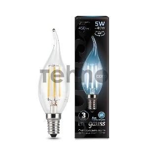 Лампа светодиодная Filament Свеча на ветру E14 5Вт 4100К GAUSS 104801205