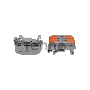 Клемма соединительная многоразовая проходная 3-полюсная, с креплением на DIN-рейку (0,08-4 мм²) серая (50 шт./уп.) REXANT