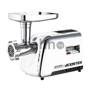 Мясорубка Centek CT-1602 2000W, нож+диски (3 шт) из литой стали, реверс, увеличен шнек (белый/хром)