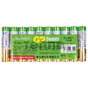 Батарейка GP 24A-B10 Super Alkaline 24A LR03,  10 AAA (10 шт в уп-ке)