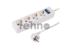 Сетевой фильтр PROconnect STANDARD 4 гнезда, 1.5 м, 3х0.75 мм², с/з, белый