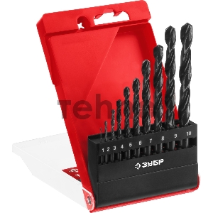 Набор сверл по металлу, ЗУБР МАСТЕР 10шт(1-10мм), сталь Р4М2, класс В