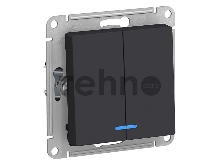 Механизм выключателя 2-кл. ATLAS DESIGN с подсветкой (сх.5а) 10АХ карбон