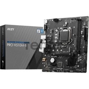 Материнская плата MSI PRO H510M-B mATX, Socket 1200 (Supports 10th Gen only), Intel®H470, 2xDDR4-2933 HDMI+VGA, 1xPCI-Ex16, 1xPCI-Ex1, 4xSATA3, 1xM.2, 8 Ch Audio, GLan, (4+4)xUSB2.0, (2+2)xUSB3.2, 1xPS/2