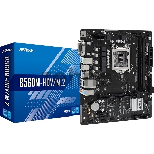 Материнская плата Asrock B560M-HDV/M.2 Soc-1200 Intel B560 2xDDR4 mATX AC`97 8ch(7.1) GbLAN+VGA+DVI+HDMI