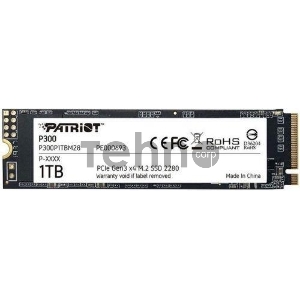 Твердотельный накопитель SSD M.2 Patriot 1Tb P300 (PCI-E 3.0 x4, up to 2100/1650MBs, 290000 IOPs, 3D TLC, SMI2263XT, TBW 320Tb, 22х80mm)