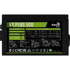 Блок питания Aerocool ATX 500W VX-500 PLUS (24+4+4pin) 120mm fan 3xSATA RTL
