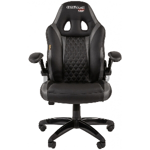 Игровое кресло Chairman game 15 чёрный/серый (экокожа, регулируемый угол наклона, механизм качания)