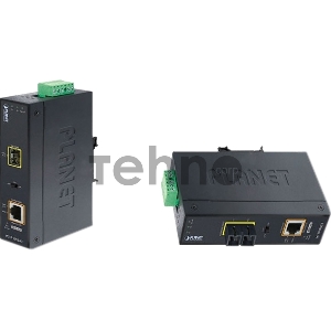 индустриальный медиа конвертер PLANET IP30 Industrial 10/100/1000BASE-T to 100/1000BASE-SX Converter with 802.3at PoE+ (Multi-mode, 220m/550m, -40 to 75C, 12V~48V DC power boost)