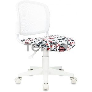 Кресло детское Бюрократ CH-W296NX белый TW-15 сиденье мультиколор красные губы сетка/ткань крестов. пластик пластик белый