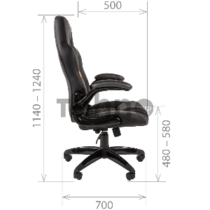Игровое кресло Chairman game 15 чёрный/серый (экокожа, регулируемый угол наклона, механизм качания)