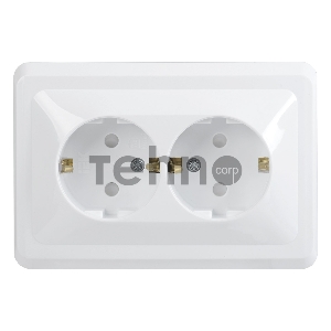 Розетка 2-м СП Вега РСш12-3-ВБ с заземл. контактом и защ. штор 16А бел. ИЭК ERV24-K01-16-DM