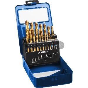 Набор сверл по металлу, сталь Р6М5, класс А , ЗУБР ТИТАН 19шт(1-10мм), титиновое покрытие, мет.бокс