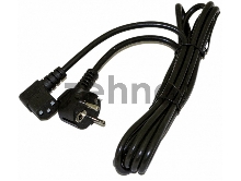 Кабель питания Hyperline PWC-IEC13A-SHM-1.0-BK  компьютера (Schuko+C13 (угловая)) (3x0.75), 10A, угловая вилка, 1м, цвет черный