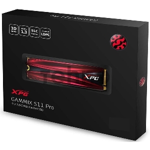 Накопитель M.2 2280 2TB ADATA XPG GAMMIX S11 Pro Client SSD AGAMMIXS11P-2TT-C PCIe Gen3x4 with NVMe, 3350/2900, IOPS 360/360K, MTBF 2M, 3D NAND TLC, 1280TBW, NVMe 1.3, Heat Sink, RTL