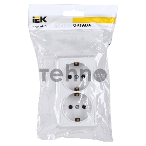 Розетка Iek ERO21-K01-16-DC РС22-3-ОБ 2местн. с з/к 16А откр.уст. ОКТАВА (белый)