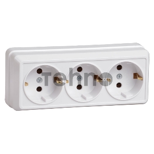 Розетка Iek ERO31-K01-16-DC РС23-3-ОБ 3местн. с з/к 16А откр.уст. ОКТАВА (белый)