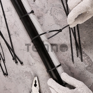 Хомут-стяжкa нейлоновая с тройным замком REXANT 300x4,8 мм, черная, упаковка 100 шт.