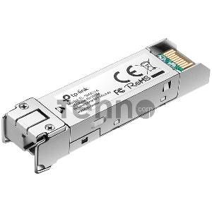Модуль SFP TP-Link 1000Base-BX WDM Bi-Directional SFP module, TX: 1550 nm and RX: 1310 nm, 1 LC Simplex port , up to 2 km transmission distance in 9/125 μm SMF (Single-Mode Fiber), Supports Digital Diagnostic Monitoring (DDM).