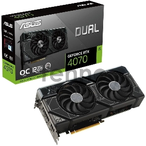 Видеокарта Asus PCI-E 4.0 DUAL-RTX4070-O12G NVIDIA GeForce RTX 4070 12288Mb 192 GDDR6X 2520/21000 HDMIx1 DPx3 HDCP Ret