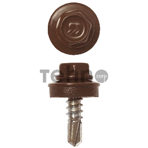 Саморезы СКМ кровельные, RAL 8017 шоколадно-коричневый, 19 х 5.5 мм, 2 500 шт, для металлических конструкций, ЗУБР Профессионал