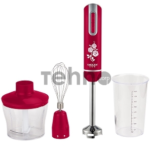 Блендер DELTA LUX DL-7044B красны(8): 800 Вт, регулир. скорости, Турбо, стакан, венчик, измельчит