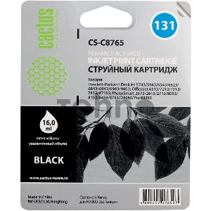 Картридж струйный Cactus CS-C8765 черный для №131 HP DJ5743/6543/6843, PhotoSmart2613/2713 (17ml)