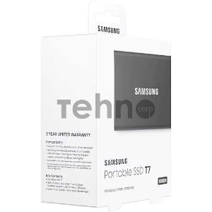 Твердотельный накопитель Samsung SSD 500GB T7 Touch, USB Type-C, R/W 1000/1050MB/s, Titanium