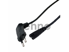 Шнур сетевой, вилка угловая - евроразъем С7, кабель 2x0,75 мм², длина 1,5 метра (PVC пакет) REXANT