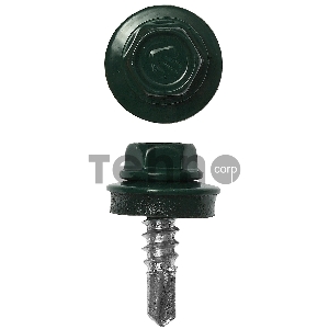 Саморезы СКМ кровельные, RAL 6005 зеленый насыщенный, 25 х 5.5 мм, 1 800 шт, для металлических конструкций, ЗУБР Профессионал