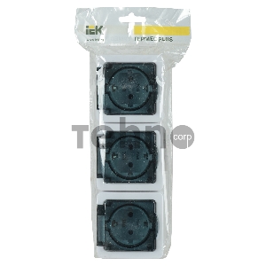 Розетка силовая  Iek ERMP32-K03-16-54-EC РСб23-3-ГПБд роз 3м с з/к о/у  IP54 (дымчатый) ГЕРМЕС PLUS