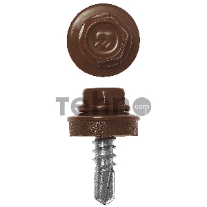 Саморезы СКМ кровельные, RAL 8017 шоколадно-коричневый, 25 х 5.5 мм, 1 800 шт, для металлических конструкций, ЗУБР Профессионал