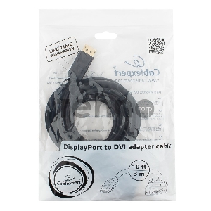 Кабель DisplayPort-DVI Gembird/Cablexpert  3м, 20M/19M, черный, экран, пакет(CC-DPM-DVIM-3M)