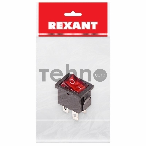 Выключатель клавишный 250V 6А (4с) ON-OFF красный  с подсветкой  Mini  (RWB-207, SC-768)  REXANT Индивидуальная упаковка 1 шт