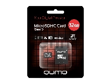 Флеш карта QUMO MicroSDHC 32GB Сlass 10 с адаптером SD, черно-красная картонная упаковка
