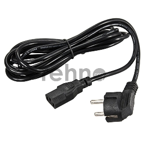 Шнур сетевой, евровилка угловая - евроразъем С13, кабель 3x0,75 мм², длина 3 метра (PE пакет) REXANT